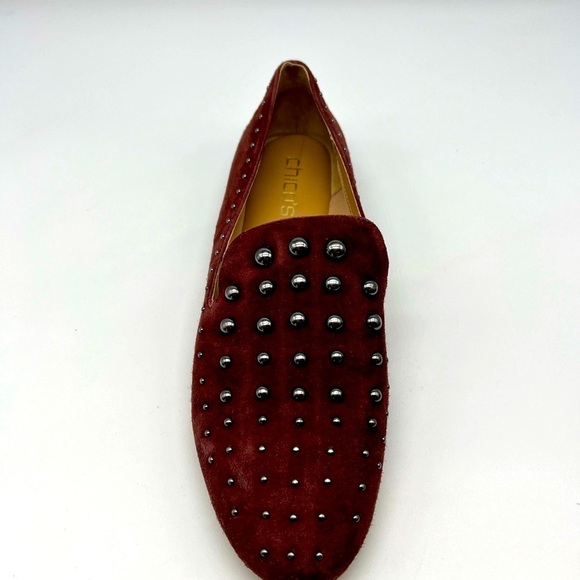 Chicos - Burgundy Suede Studded Slip On Round Toe Light Weight Flat Loafers 8.5 - Picture 3 of 14